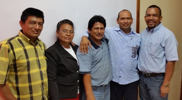 Pastor Caceres, his wife, Juana, Pastor Sanchez (Twelve Churches), Pastor Lopez and ONet Nicaragua Director, Eddy Morales after signing all of the legal paperwork to launch these churches to Local Church Initiative partners.